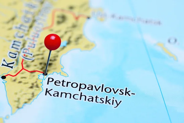 Petropavlovsk-Kamchatskiy pinned on a map of Russia