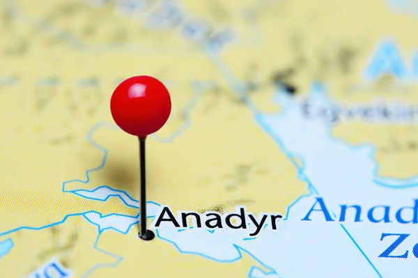 Anadyr pinned on a map of Russia