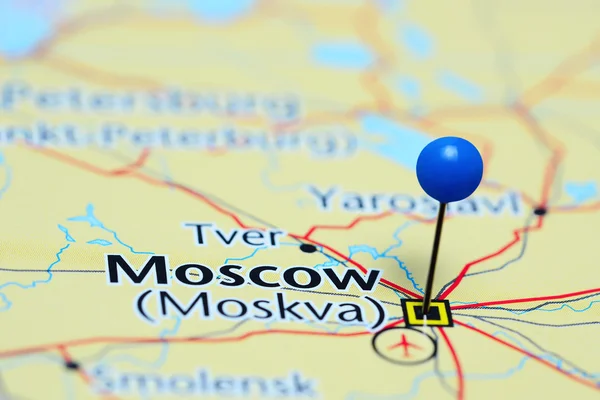 Moscow pinned on a map of Russia