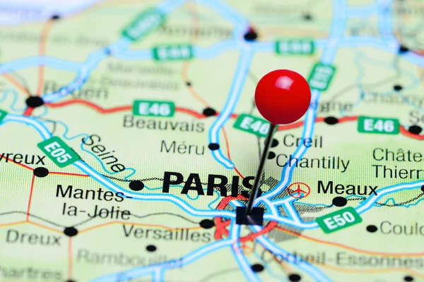 Paris pinned on a map of France