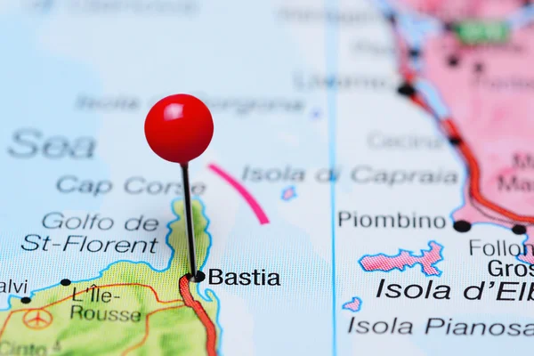 Bastia pinned on a map of France