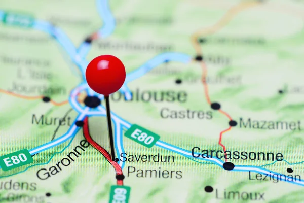 Saverdun pinned on a map of France