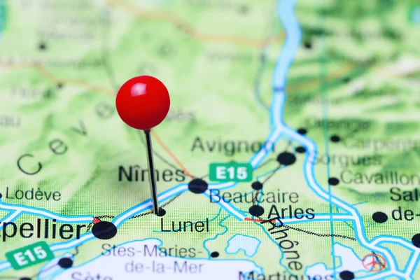 Lunel pinned on a map of France