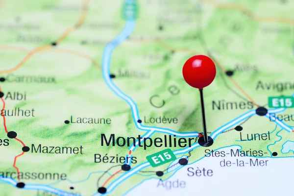 Montpellier pinned on a map of France