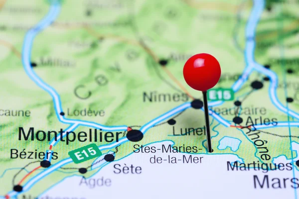 Stes-Maries-de-la-Mer pinned on a map of France