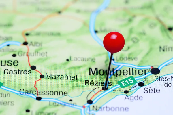 Beziers pinned on a map of France