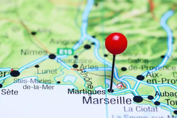 Martigues pinned on a map of France