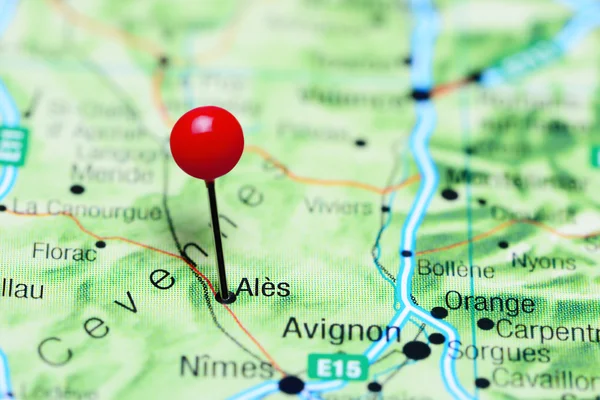 Ales pinned on a map of France