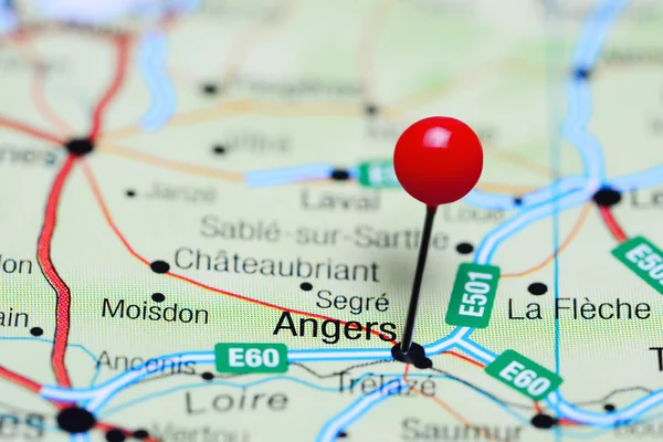 Angers pinned on a map of France