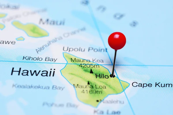 Hilo pinned on a map of Hawaii