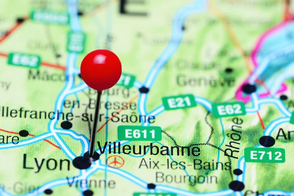 Villeurbanne pinned on a map of France