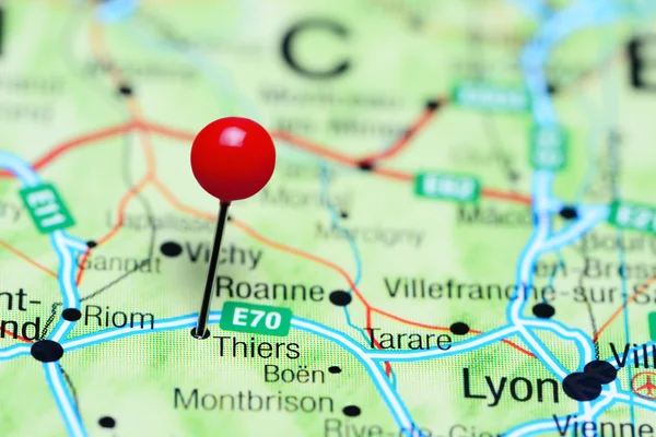 Thiers pinned on a map of France