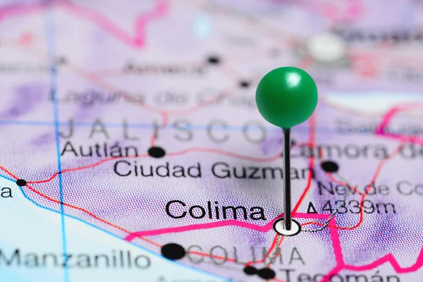 Colima pinned on a map of Mexico