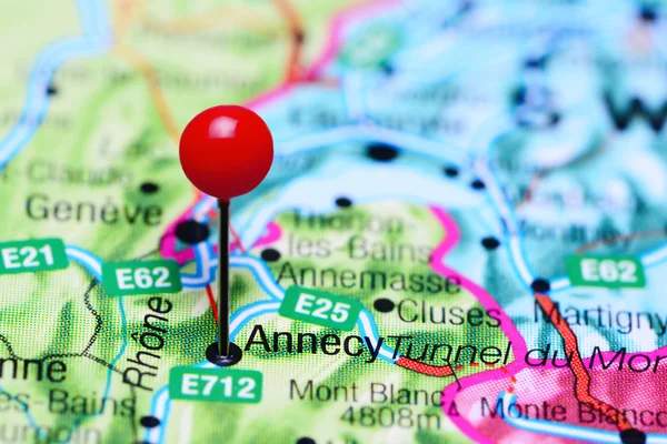 Annecy pinned on a map of France