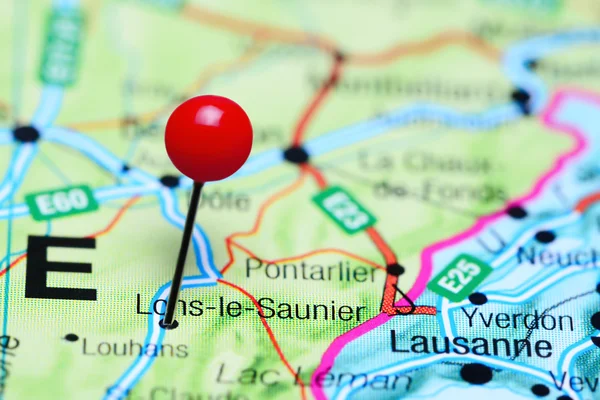 Lons-le-Saunier pinned on a map of France