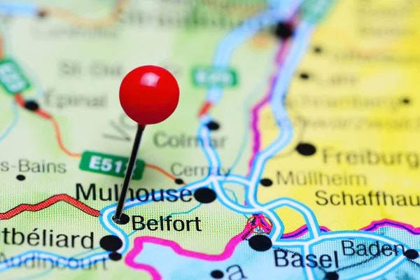 Belfort pinned on a map of France