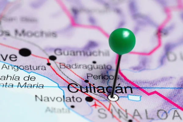 Culiacan pinned on a map of Mexico