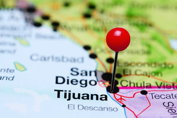 Tijuana pinned on a map of Mexico