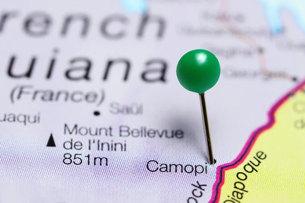 Camopi pinned on a map of French Guiana