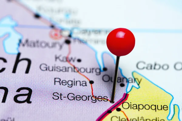 St-Georges pinned on a map of French Guiana