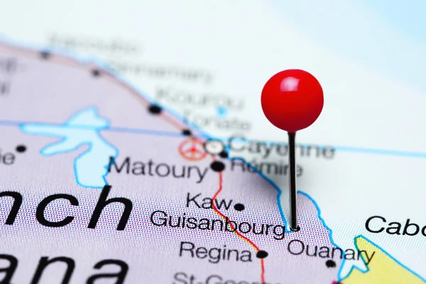 Guisanbourg pinned on a map of French Guiana