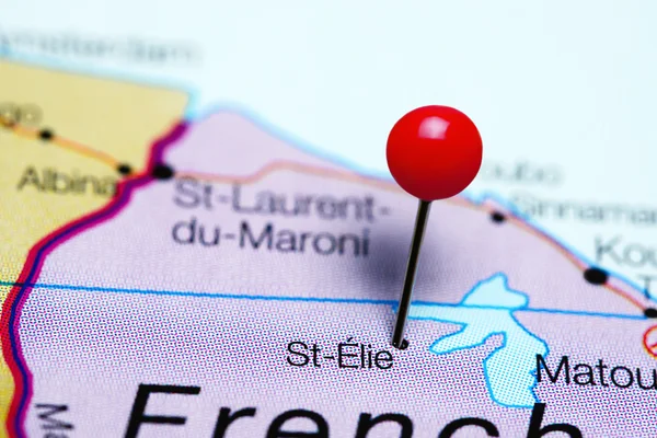 St-Elie pinned on a map of French Guiana