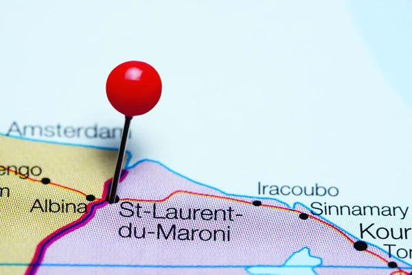 St-Laurent-du-Maroni pinned on a map of French Guiana