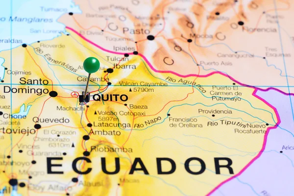 Quito pinned on a map of Ecuador
