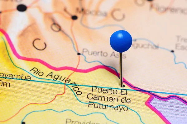 Puerto El Carmen de Putumayo pinned on a map of Ecuador