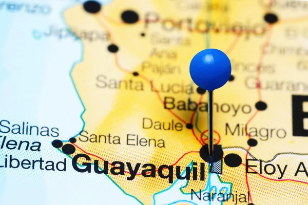 Guayaquil pinned on a map of Ecuador