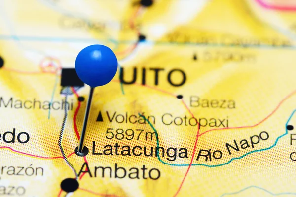 Latacunga pinned on a map of Ecuador