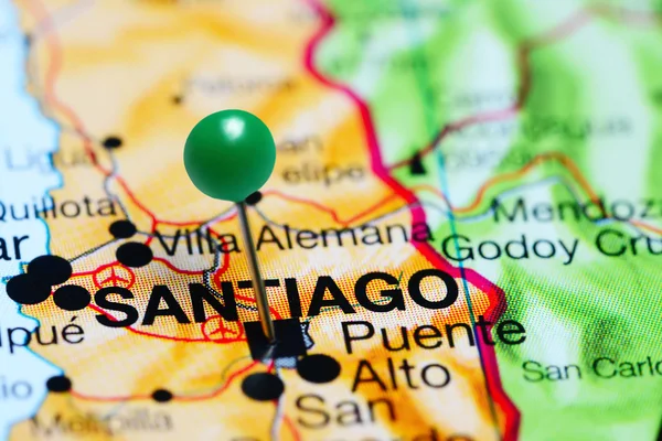 Santiago pinned on a map of Chile