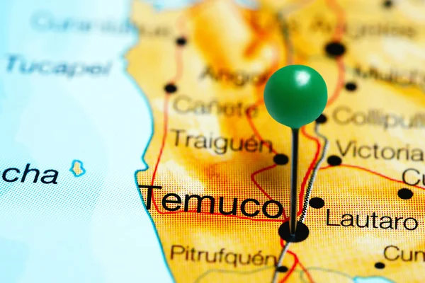 Temuco pinned on a map of Chile