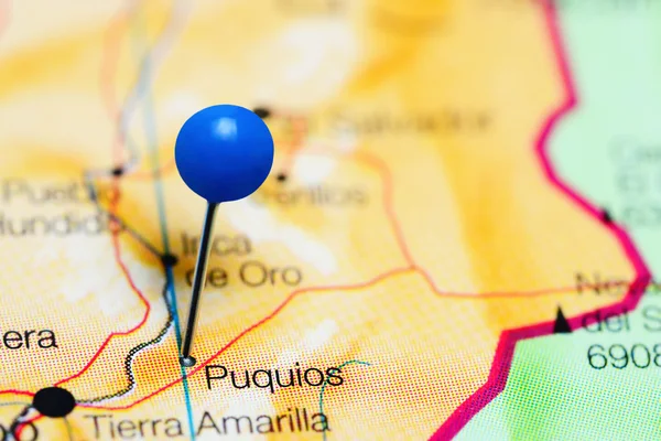 Puquios pinned on a map of Chile