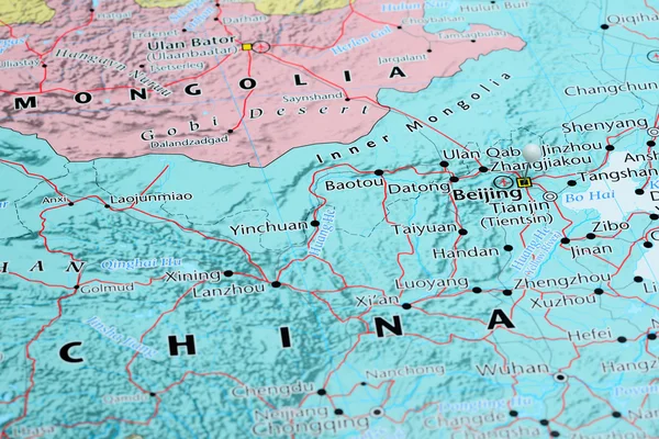 Beijing pinned on a map of Asia