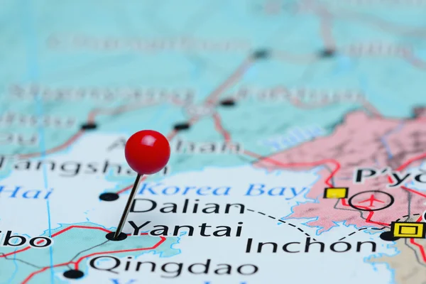 Yantai pinned on a map of Asia