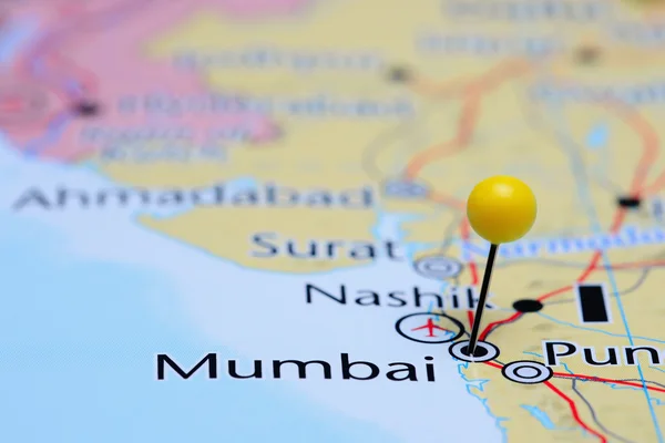 Mumbai pinned on a map of Asia
