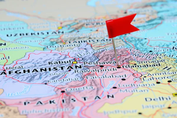 Islamabad pinned on a map of Asia