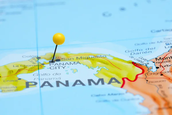 Panama pinned on a map of America