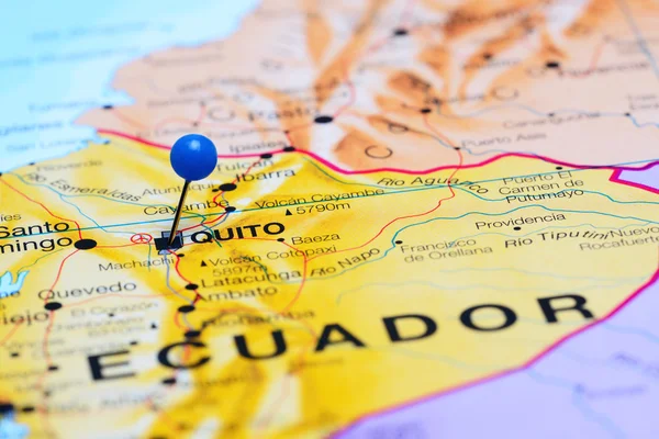 Quito pinned on a map of America
