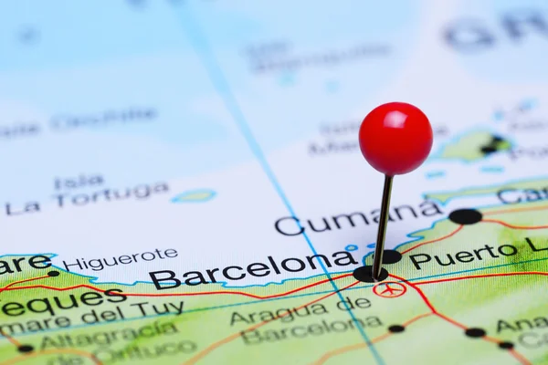 Barcelona pinned on a map of America