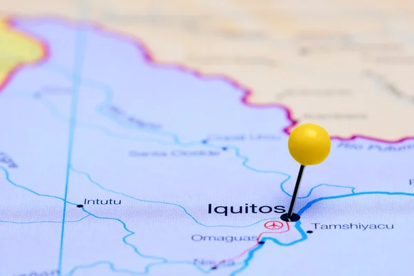 Iquitos pinned on a map of America