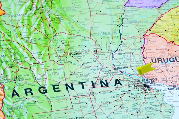 Buenos Aires pinned on a map of Argentina