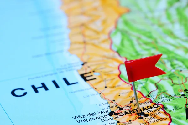 Santiago pinned on a map of Chile