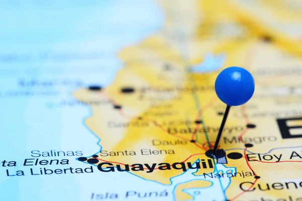 Guayaquil pinned on a map of America