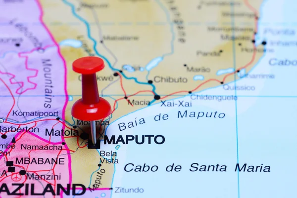 Maputo pinned on a map of Africa