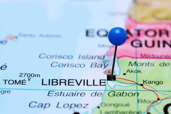 Libreville pinned on a map of Africa