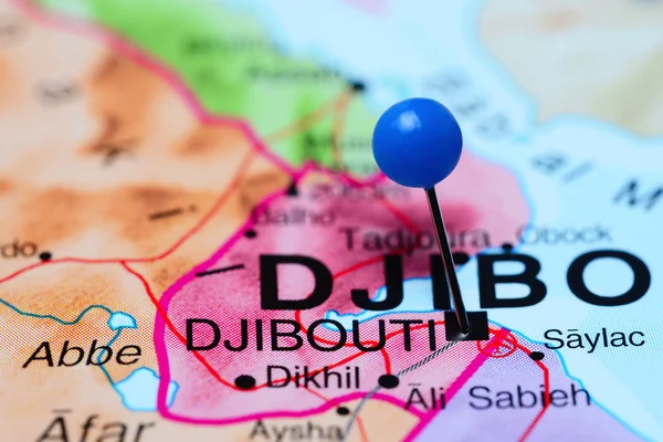 Djibouti pinned on a map of Africa