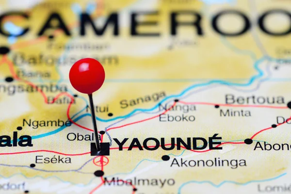 Yaounde pinned on a map of Africa