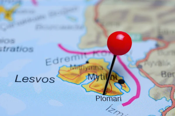 Plomari pinned on a map of Greece